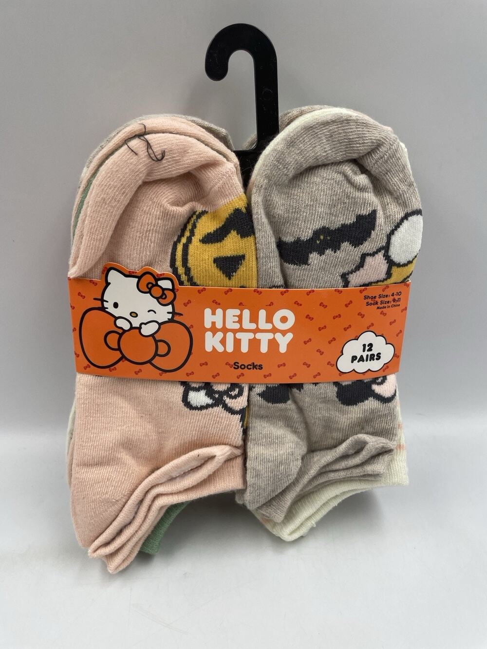 Hello Kitty 2026 Fall/Harvest Halloween Frankenstein Socks 12 Pairs Size 4-10